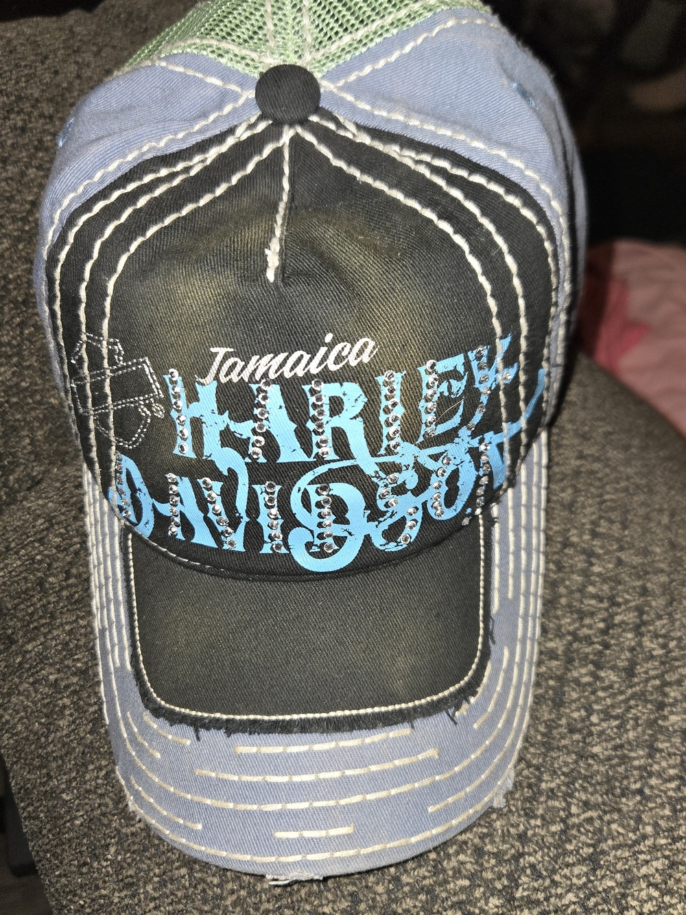 Harley Davidson Dad Hat Cap Strap Back Bahamas Distressed Frayed Worn‎ Adult